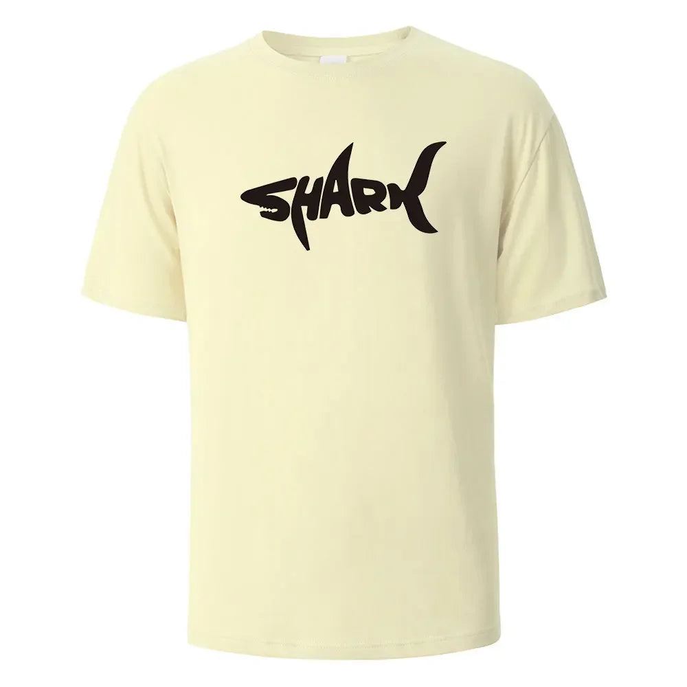 Shark Print T-Shirt 100% Cotton Summer Tees For Men Women Oversize Casual Tops