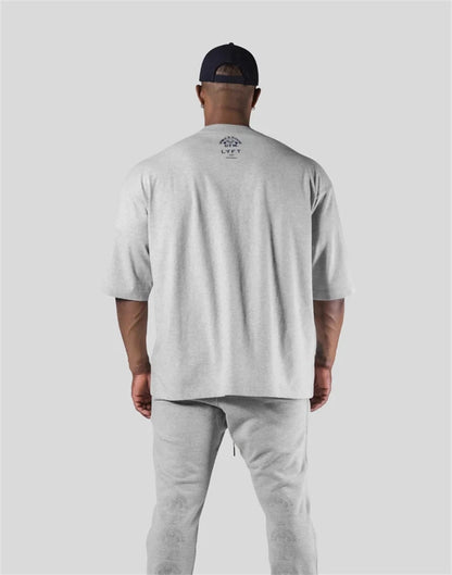 LYFT Jointly Men Running Sports Cotton T-shirt Gym Fitness Bodybuilding Loose Print Shirt Summer Male Jogging Training Tee Tops