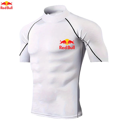 Mens Sportswear Trainning Exercise T-Shirts Compression Fitness Long Sleeve Sports Red Bull Shirts Quick Dry Tight Gym Clothing