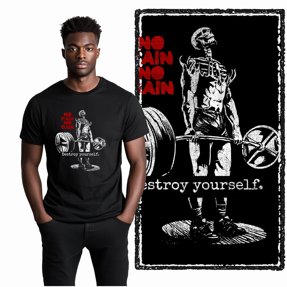 Coolmind YG Fitness Gym Cotton exclusive graphic Men's T-shirt 100% cotton large size fresh black men's new style T-shirt