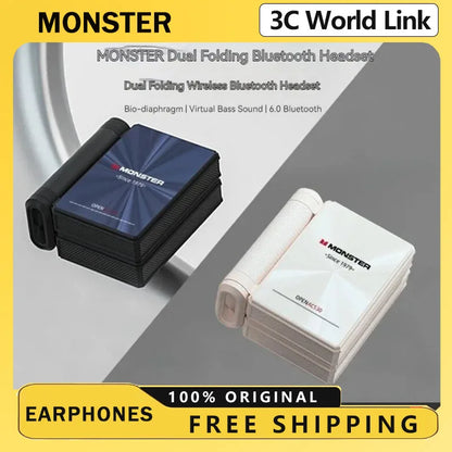 MONSTER AC530 Wireless Earphones Bone Conduction Ear Hanging Non in Ear Double Folding Ergonomics Bluetooth Sports Earphones