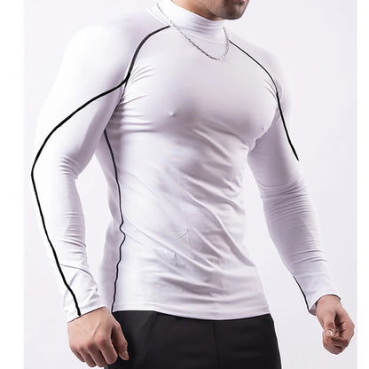 Mens Sportswear Trainning Exercise T-Shirts Compression Fitness Long Sleeve Sports Red Bull Shirts Quick Dry Tight Gym Clothing