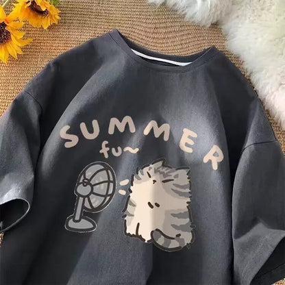 Korean Oversized Baggy T-shirt for Men Summer Casual Short Sleeve Couple Wear Harajuku Tops Tee Japan Y2k Streetwear