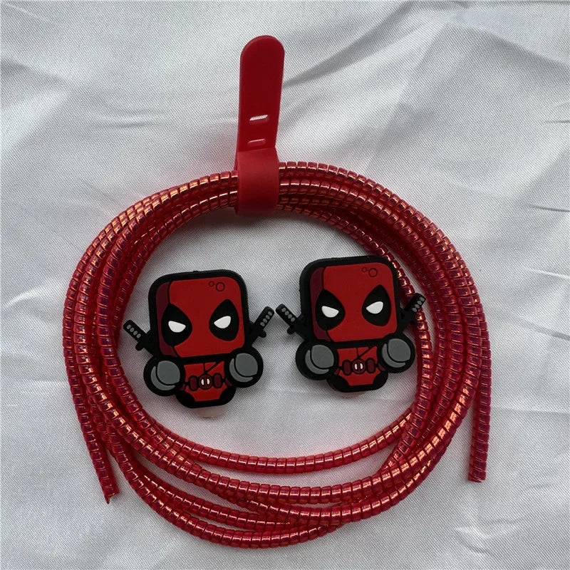 Cable Protector Set for iPhone Huawei Samsung Anti-break Spring Protection Rope Wire Cord Rope Earphone Bobbin Winder