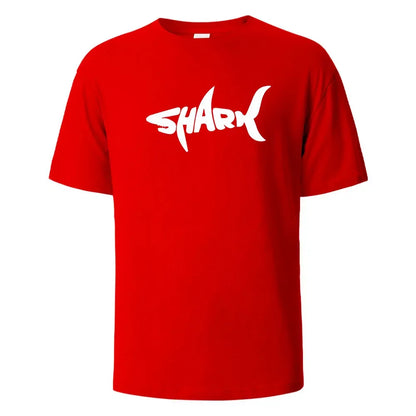 Shark Print T-Shirt 100% Cotton Summer Tees For Men Women Oversize Casual Tops