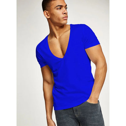 MRMT New Men's T-Shirt Deep V-Neck Europe Size Fitness Leisure Cotton Men T-Shirts Solid Color For Male Tops Tees Man T shirts