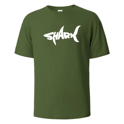 Shark Print T-Shirt 100% Cotton Summer Tees For Men Women Oversize Casual Tops