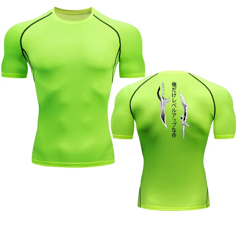 Animated Compression T Shirt Dagger Print for Men Athletic Quick Dry Tops Rash Guard Gym Workout Running Baselayers Undershirts