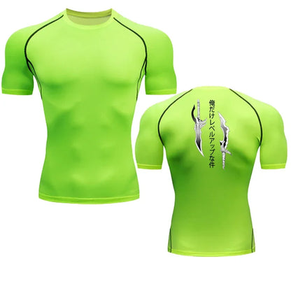 Animated Compression T Shirt Dagger Print for Men Athletic Quick Dry Tops Rash Guard Gym Workout Running Baselayers Undershirts