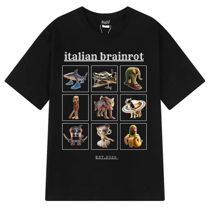 Brr Brr Patapim T Shirt Funny Italian Brainrot Meme Graphic T-shirt Men Women Summer 100% Cotton Cozy Soft O-Neck T-shirts Tops