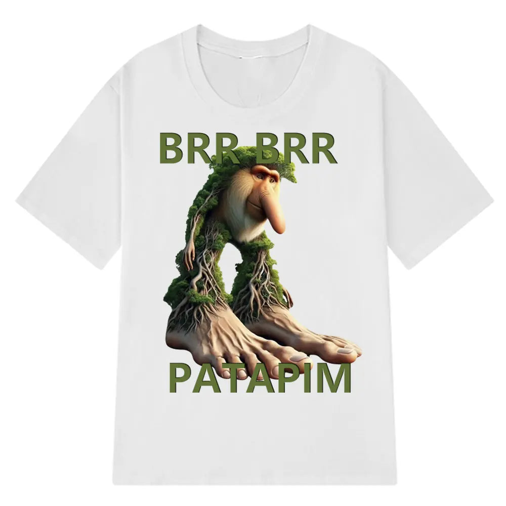 Brr Brr Patapim T Shirt Funny Italian Brainrot Meme Graphic T-shirt Men Women Summer 100% Cotton Cozy Soft O-Neck T-shirts Tops