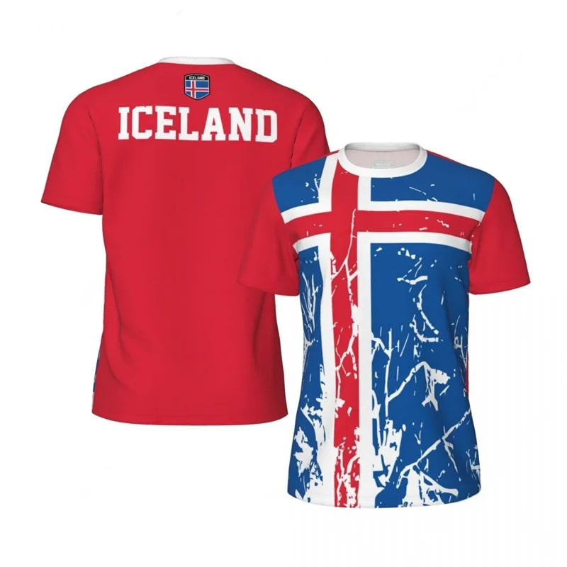 Fashion Iceland T-shirt For Men Clothes Loose Short Sleeve Summer Sports Fitness Tee Shirt Cool 3D Printed Football T Shirts