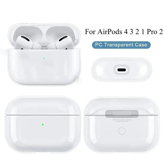 Transparent PC Earphone Case For AirPods 4 3 2 1 Pro 2 USB C Cover Hard Anti-fall Clear Headphone Coque For AirPods 4 4th Pro2