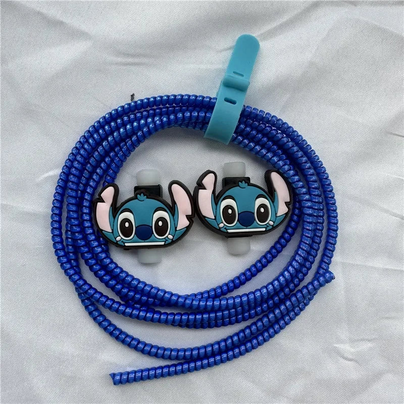 Cable Protector Set for iPhone Huawei Samsung Anti-break Spring Protection Rope Wire Cord Rope Earphone Bobbin Winder