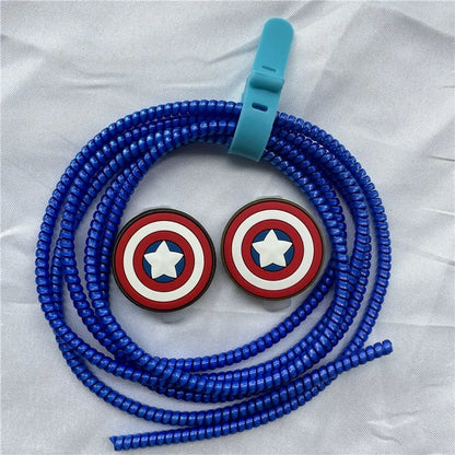 Cable Protector Set for iPhone Huawei Samsung Anti-break Spring Protection Rope Wire Cord Rope Earphone Bobbin Winder