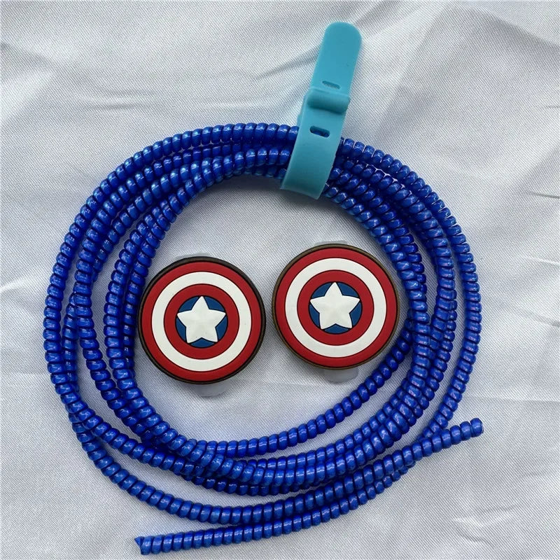 Cable Protector Set for iPhone Huawei Samsung Anti-break Spring Protection Rope Wire Cord Rope Earphone Bobbin Winder