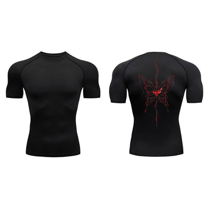 Blossom Print Short Sleeve Compression Shirts for Men Summer Athletic Quick Dry T-shirts Gym Workout Running Tees Sporty Tops