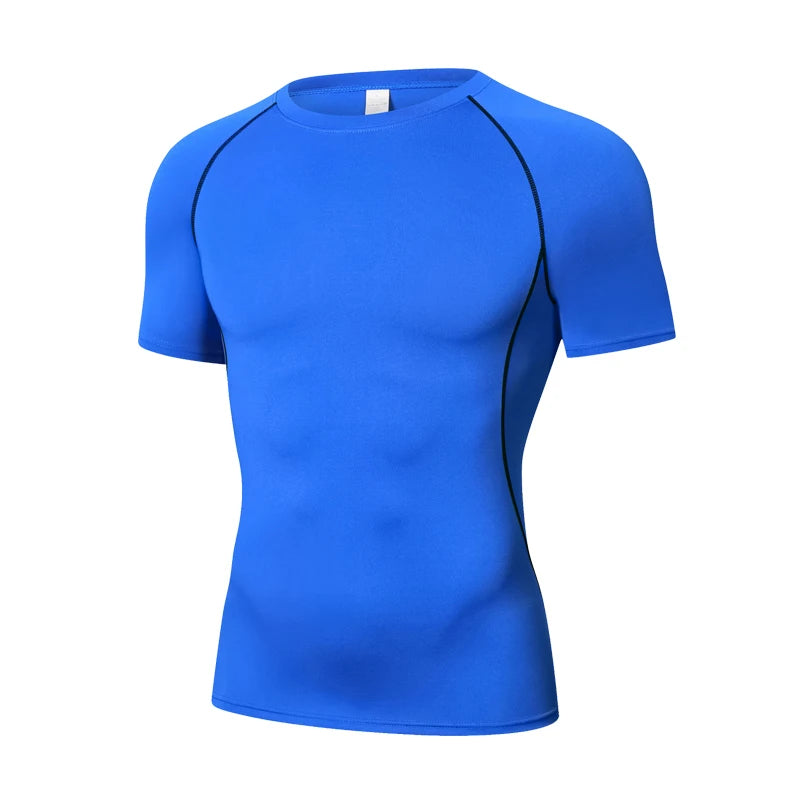 Men Compression White T-Shirts Short Sleeve Tops Tees Casual Gym T Shirt Man Quick Dry Football T Shirts Sportswear Male Clothes