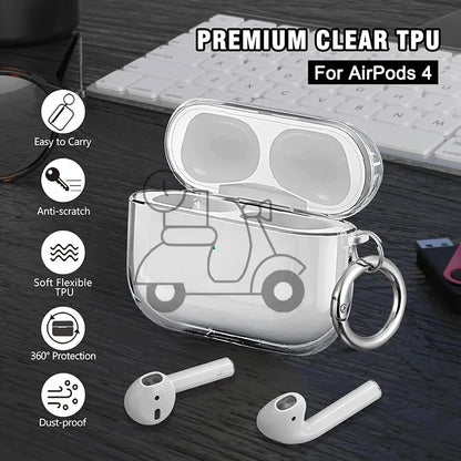 Transparent Case For AirPods 4 Headphones Soft TPU Clear Protective Cover with Keychain For AirPods 4th generation Accessories