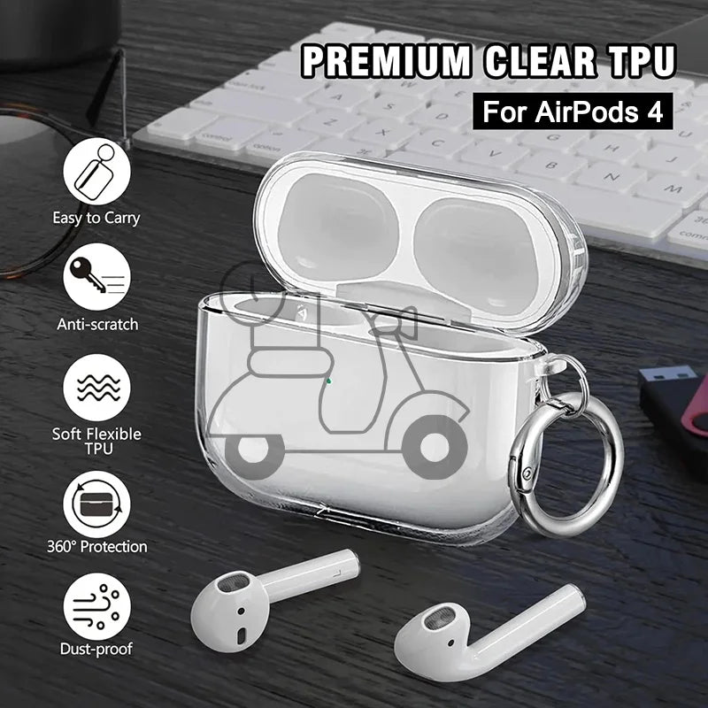 Transparent Case For AirPods 4 Headphones Soft TPU Clear Protective Cover with Keychain For AirPods 4th generation Accessories