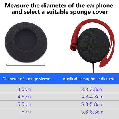 10pcs 3.5/4.5/5.5/6cm Black Foam Ear Pads Protection Thicken Sponge Replacement Cushions Covers Earphones for Headphones