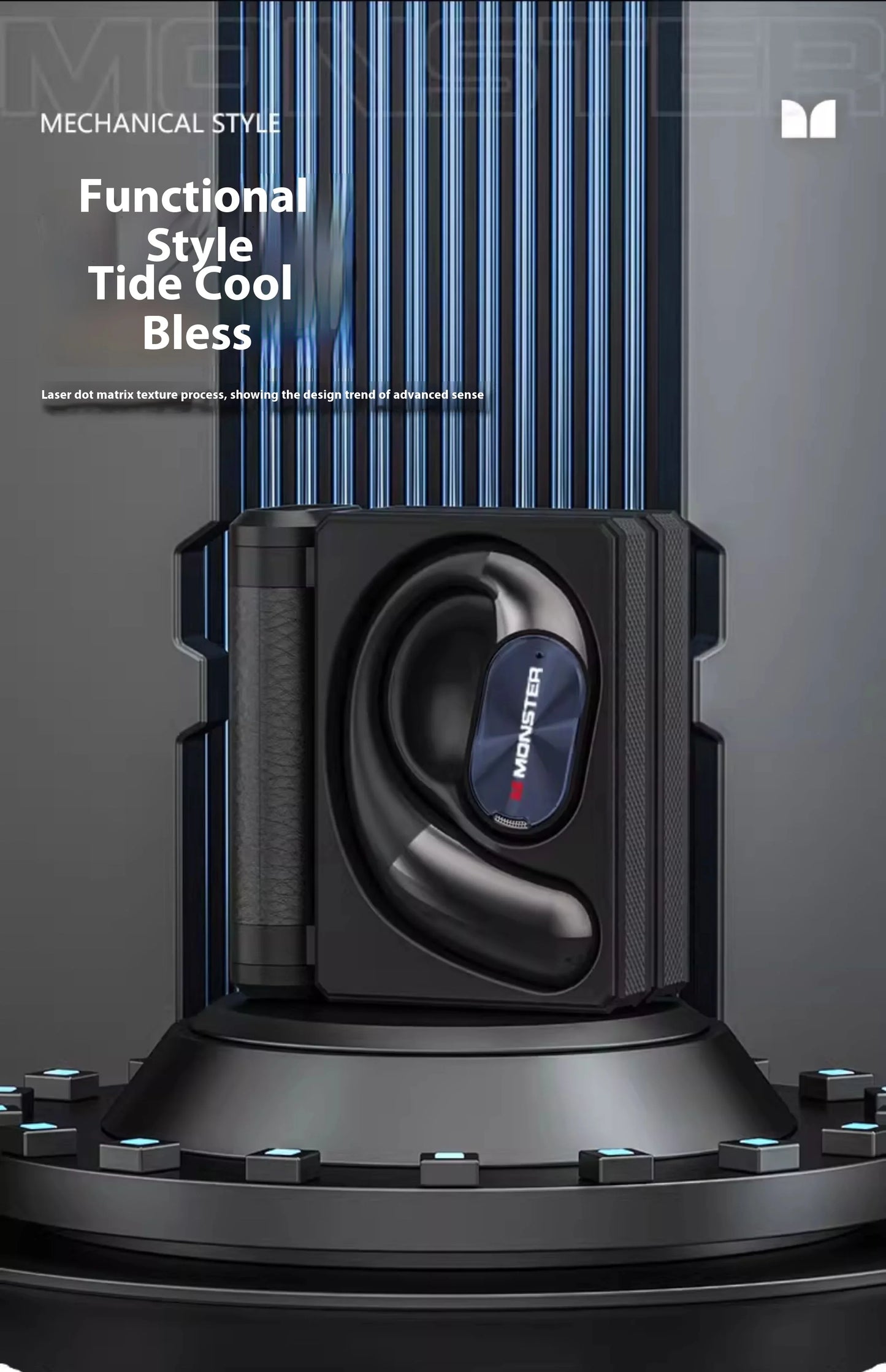 MONSTER AC530 Wireless Earphones Bone Conduction Ear Hanging Non in Ear Double Folding Ergonomics Bluetooth Sports Earphones