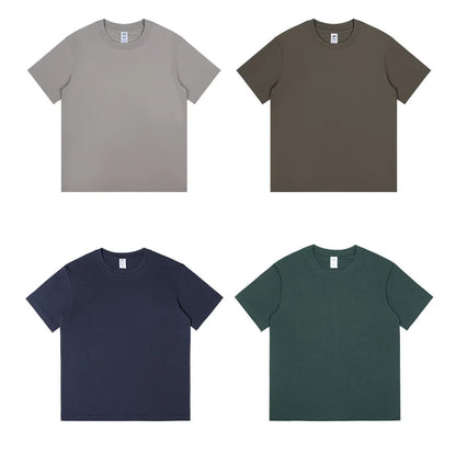 Men's 230g Heavy Cotton Short-sleeved T-shirt Men Pure Cotton Loose Solid Color Bottoming Shirt Trendy Man T-shirt Tops Clothes