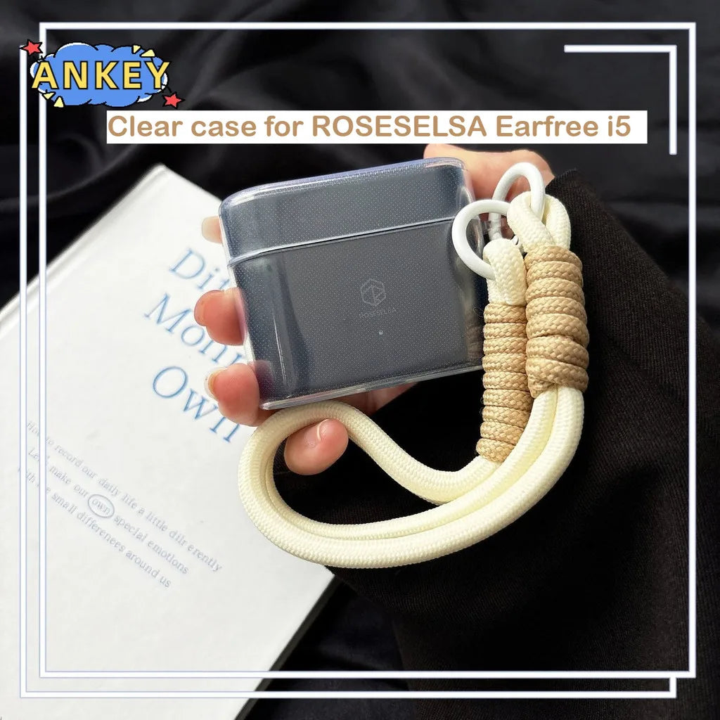 for ROSESELSA Earfree i5 Case Soft Clear TPU Shockproof Protective Cover Accessories with Lanyard