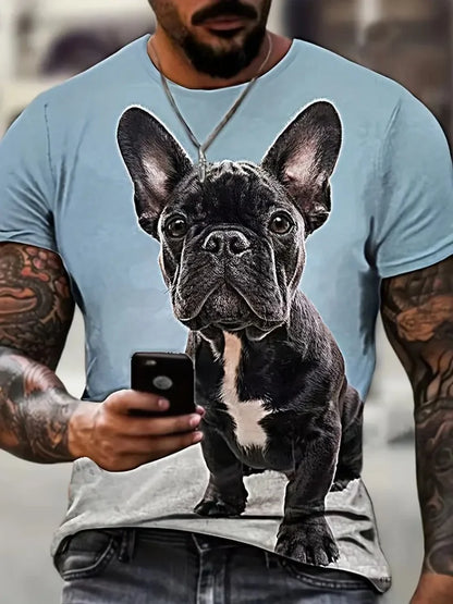 New 3D Dog Printed Men's T-shirt Summer Street Daily Casual Crew Neck Short Sleeve Tees Tops Harajuku Funny Pattern Men Clothing