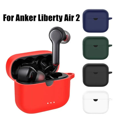 Soft Earphone Case Silicone with Hook Protector Cover Dustproof Anti-drop Protective Sleeve for Anker Soundcore Liberty Air 2