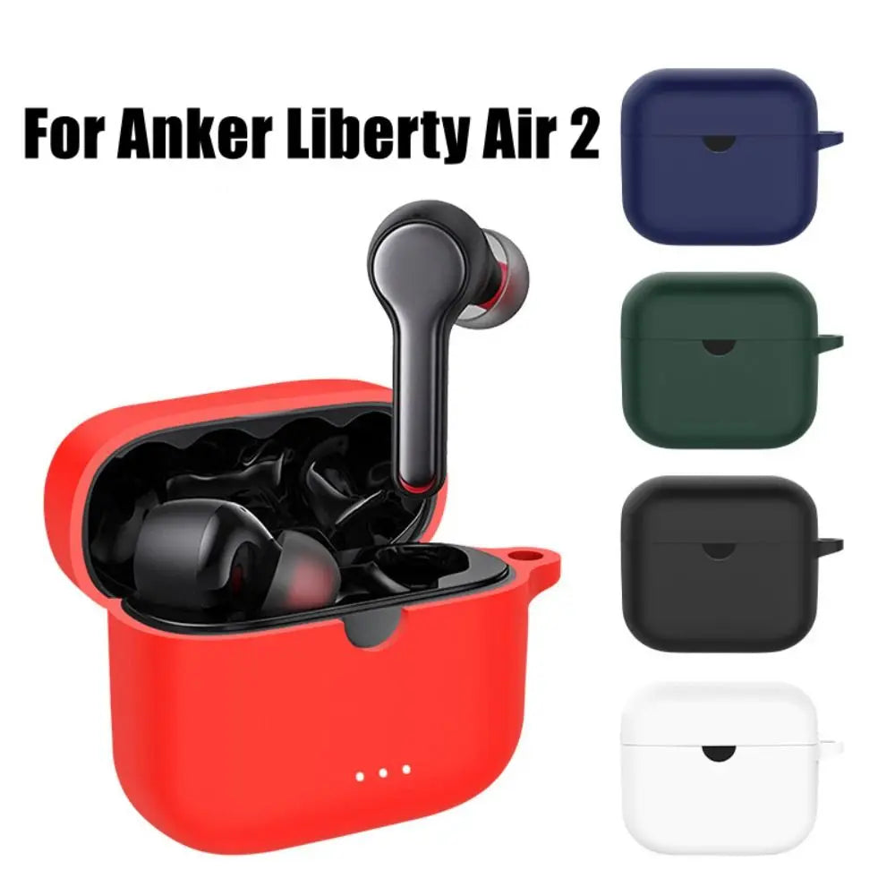 Soft Earphone Case Silicone with Hook Protector Cover Dustproof Anti-drop Protective Sleeve for Anker Soundcore Liberty Air 2