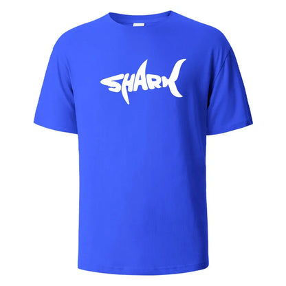 Shark Print T-Shirt 100% Cotton Summer Tees For Men Women Oversize Casual Tops