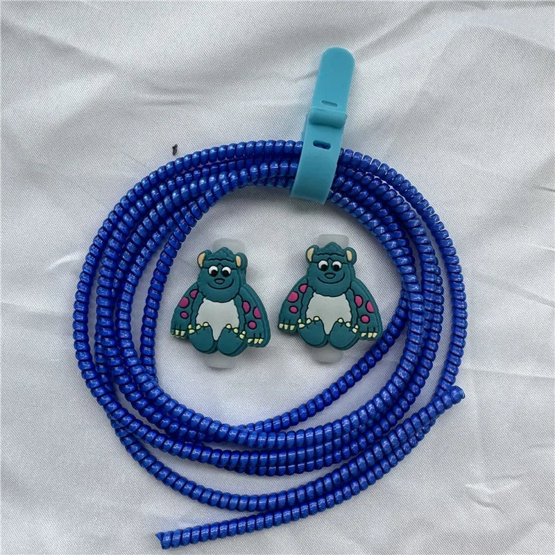 Cable Protector Set for iPhone Huawei Samsung Anti-break Spring Protection Rope Wire Cord Rope Earphone Bobbin Winder