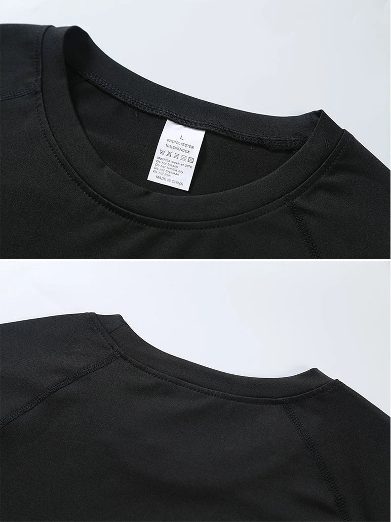 Men Compression White T-Shirts Short Sleeve Tops Tees Casual Gym T Shirt Man Quick Dry Football T Shirts Sportswear Male Clothes