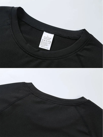 Men Compression White T-Shirts Short Sleeve Tops Tees Casual Gym T Shirt Man Quick Dry Football T Shirts Sportswear Male Clothes