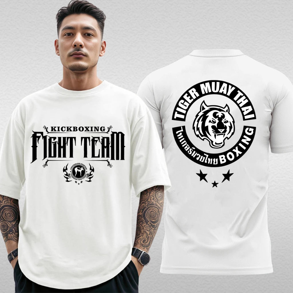 Summer Men's T-Shirt Muay Thai Running Fitness Sports Short Sleeve Outdoor Boxing Wrestling Tracksuits Breathable Men's clothing