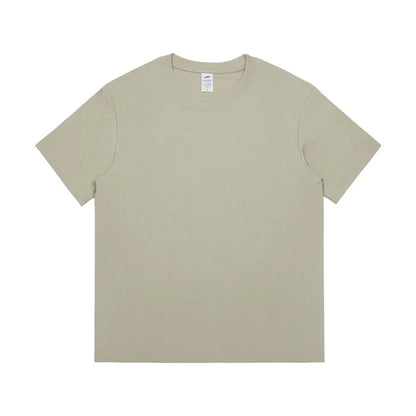 Men's 230g Heavy Cotton Short-sleeved T-shirt Men Pure Cotton Loose Solid Color Bottoming Shirt Trendy Man T-shirt Tops Clothes