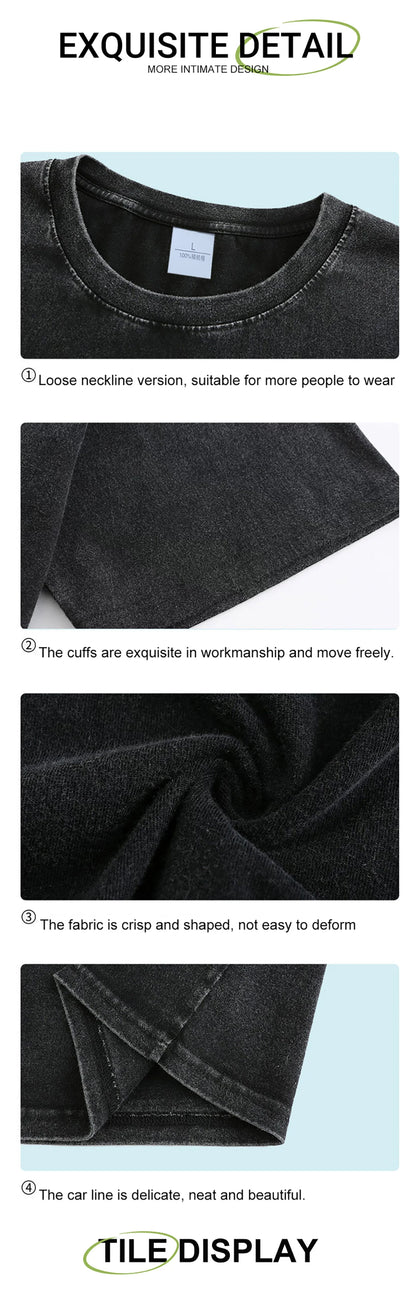 New Men's Washed Vintage T-Shirts Street Hip Hop Retro Punk T Shirt women Harajuku Casual Cotton Short Sleeve Couple TShirts top