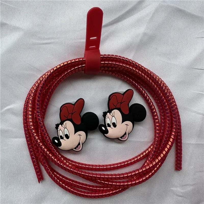 Cable Protector Set for iPhone Huawei Samsung Anti-break Spring Protection Rope Wire Cord Rope Earphone Bobbin Winder