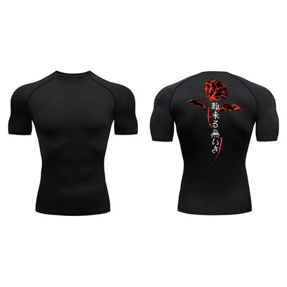 Blossom Print Short Sleeve Compression Shirts for Men Summer Athletic Quick Dry T-shirts Gym Workout Running Tees Sporty Tops