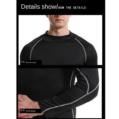 Mens Sportswear Trainning Exercise T-Shirts Compression Fitness Long Sleeve Sports Red Bull Shirts Quick Dry Tight Gym Clothing