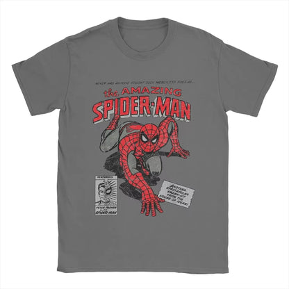 Spider-man Spiderman Movie Retro Comic Men T Shirts Creative Tees Round Neck Women T-Shirt Cotton Birthday Present Tops Clothing
