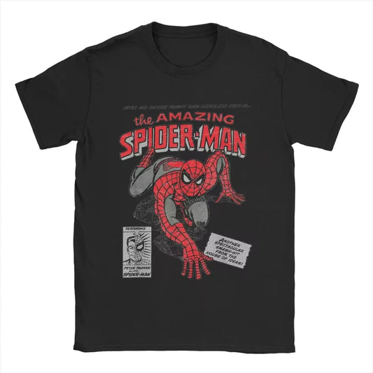 Spider-man Spiderman Movie Retro Comic Men T Shirts Creative Tees Round Neck Women T-Shirt Cotton Birthday Present Tops Clothing