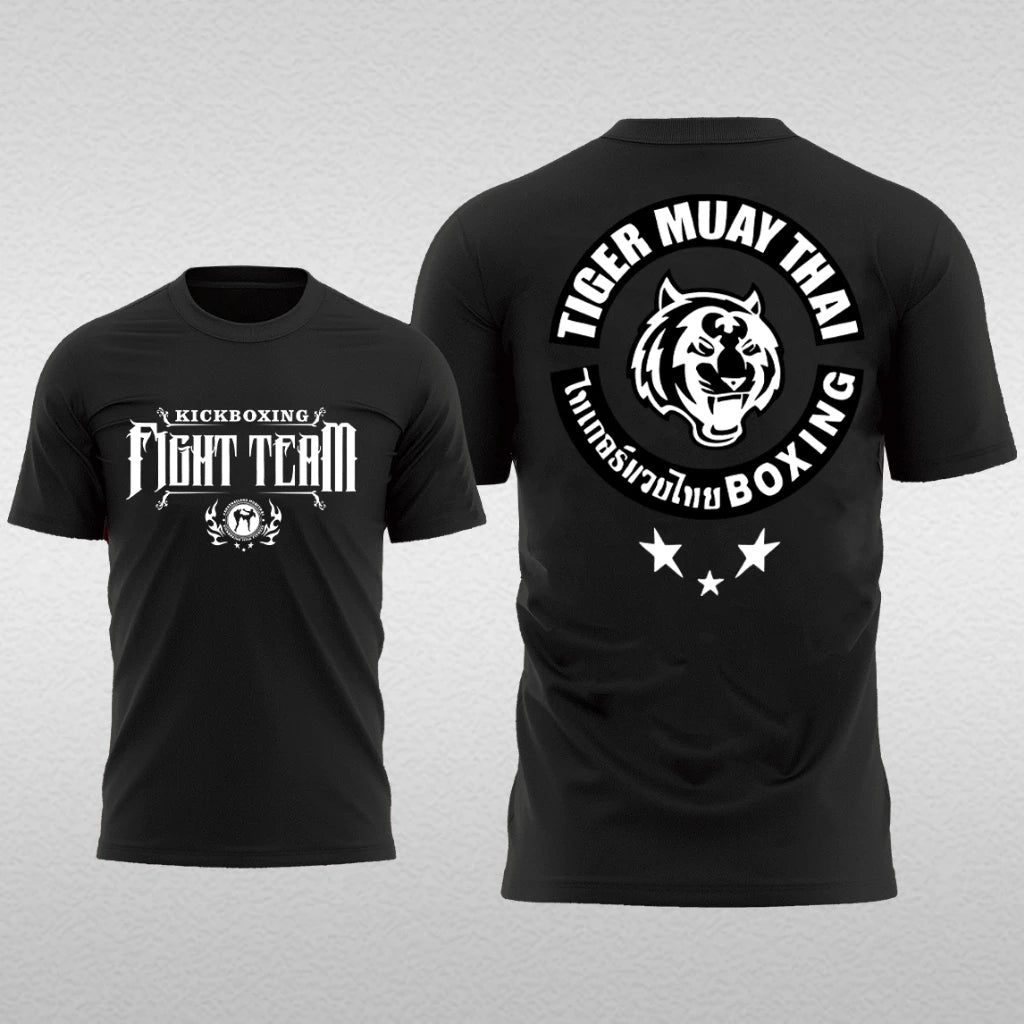 Summer Men's T-Shirt Muay Thai Running Fitness Sports Short Sleeve Outdoor Boxing Wrestling Tracksuits Breathable Men's clothing