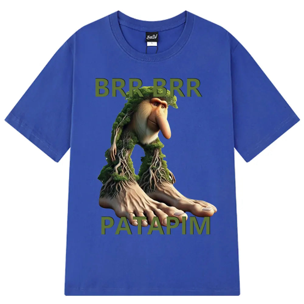 Brr Brr Patapim T Shirt Funny Italian Brainrot Meme Graphic T-shirt Men Women Summer 100% Cotton Cozy Soft O-Neck T-shirts Tops
