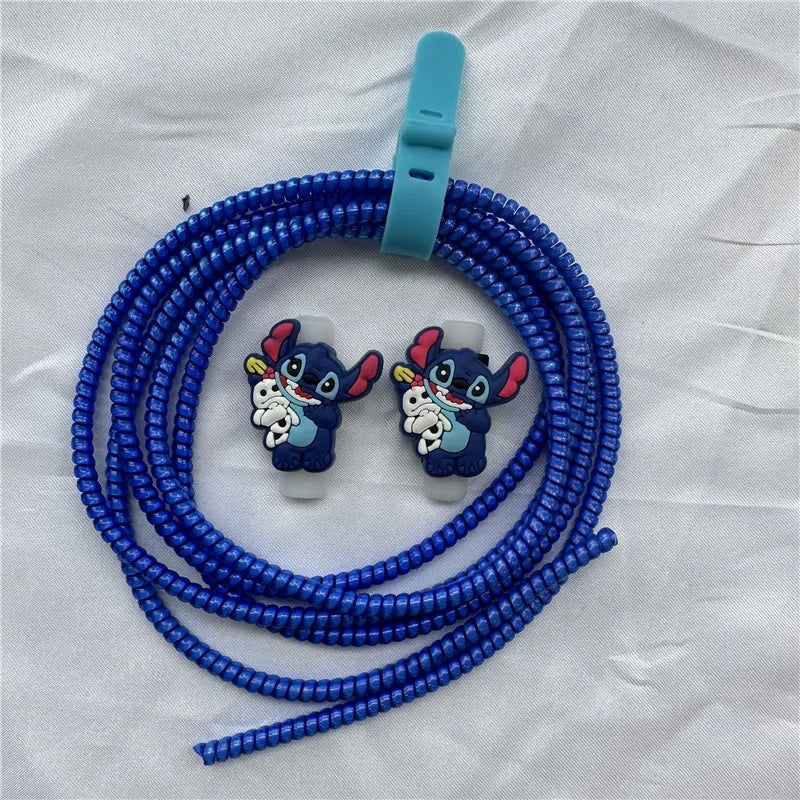 Cable Protector Set for iPhone Huawei Samsung Anti-break Spring Protection Rope Wire Cord Rope Earphone Bobbin Winder