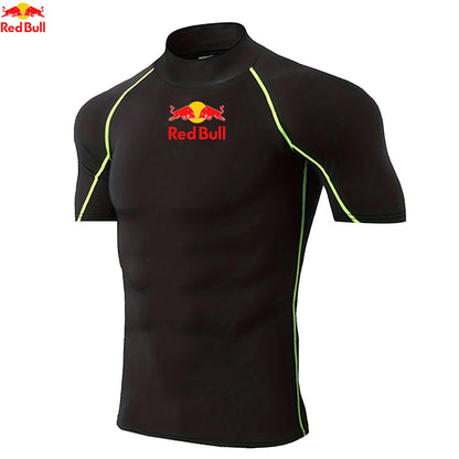 Mens Sportswear Trainning Exercise T-Shirts Compression Fitness Long Sleeve Sports Red Bull Shirts Quick Dry Tight Gym Clothing