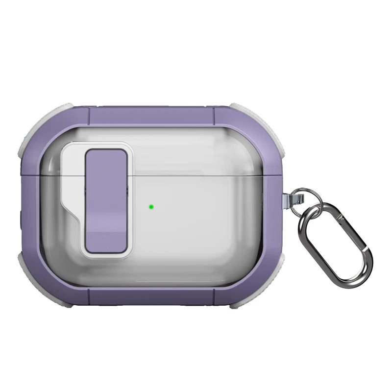 Automatic Switch Safety Lock Case For Airpods 4 For Airpods Pro 2 3 1 case Shockproof Transparent Earphone Case with hook