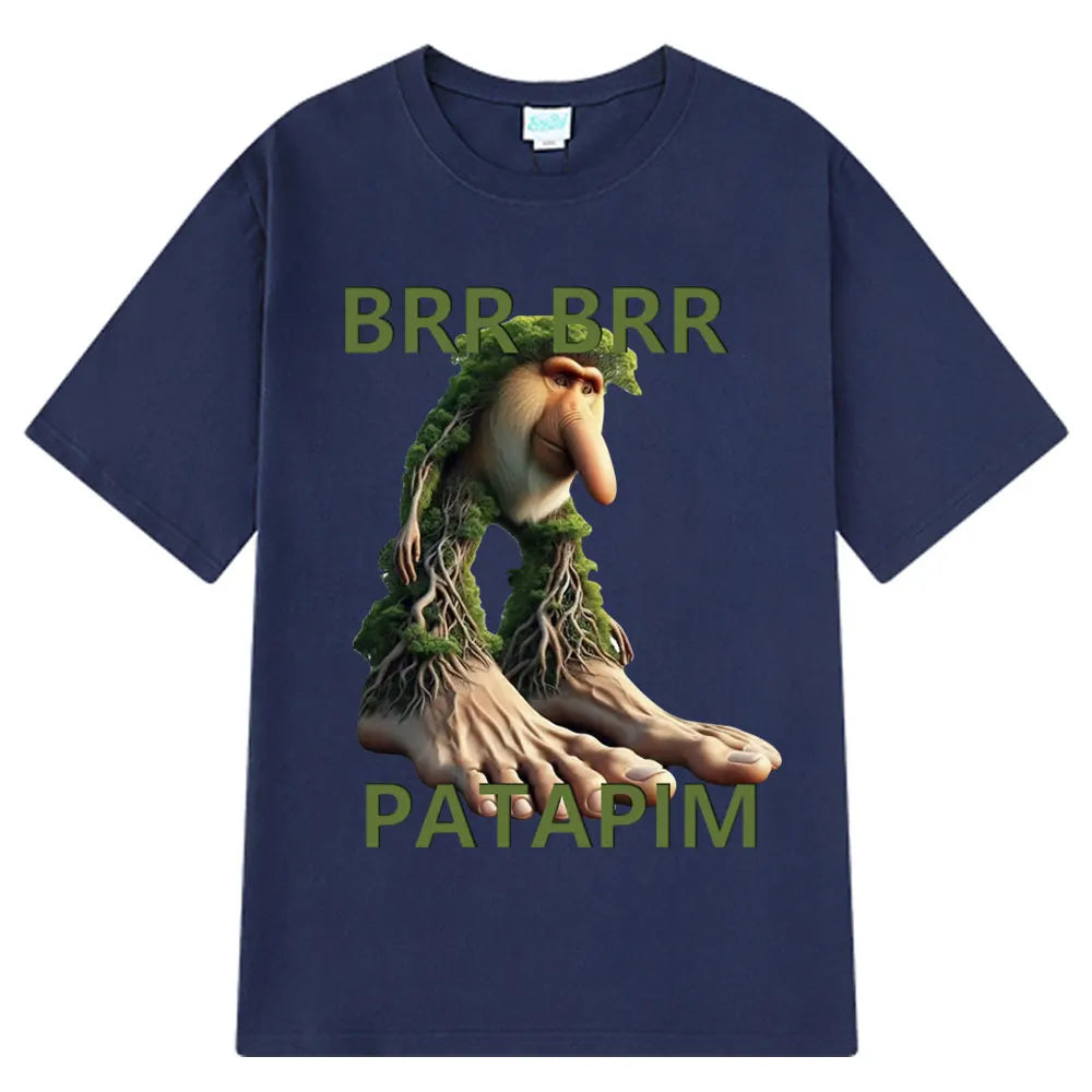 Brr Brr Patapim T Shirt Funny Italian Brainrot Meme Graphic T-shirt Men Women Summer 100% Cotton Cozy Soft O-Neck T-shirts Tops