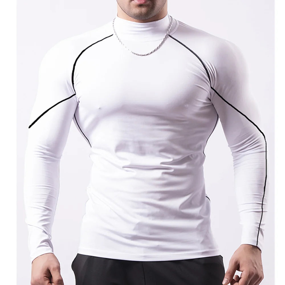 Mens Sportswear Trainning Exercise T-Shirts Compression Fitness Long Sleeve Sports Red Bull Shirts Quick Dry Tight Gym Clothing